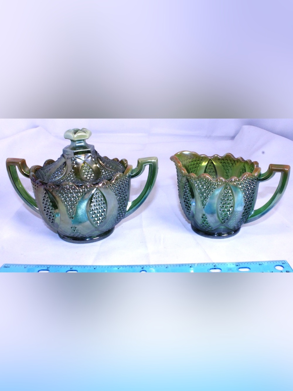 Vintage High Hob Westmoreland Glass Company Creamer and Sugar Bowl with Lid